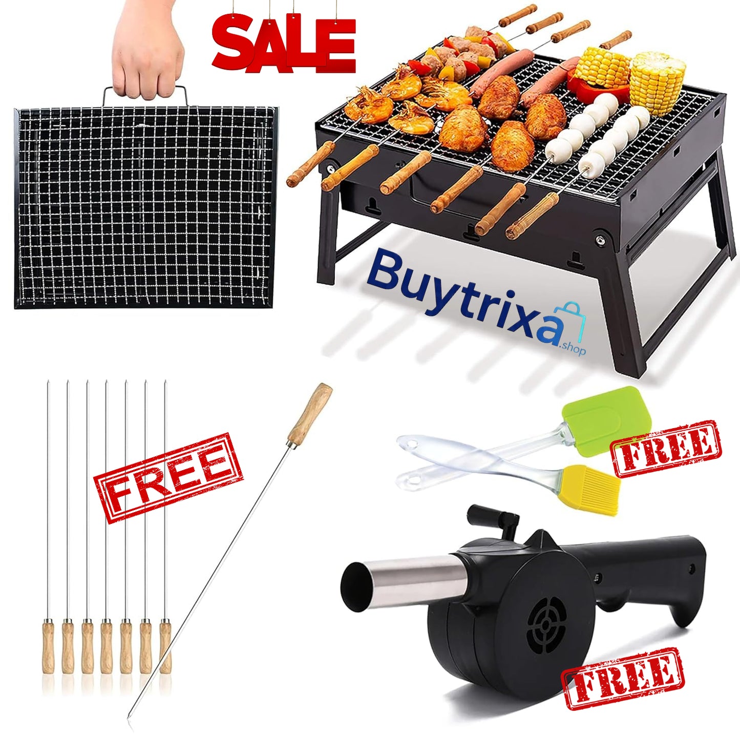 Buytrixa BBQ Grill Set With 3 Free Gifts